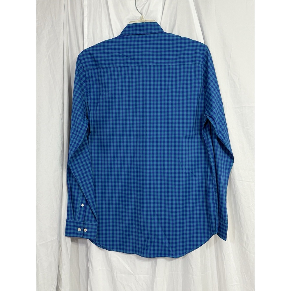 NWT Crown&Ivy Men's SzM Long Sleeve Button Down Shirt Blue‎ Plaid Cotton Spandex - Picture 4 of 16